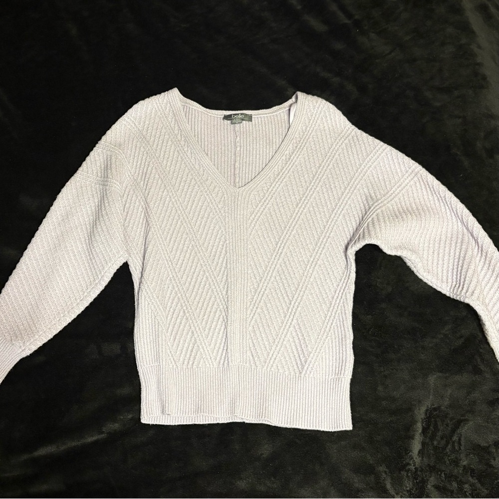 BELLE by Belldini-Women's V-Neck Sweater - Light Purple SZ M
